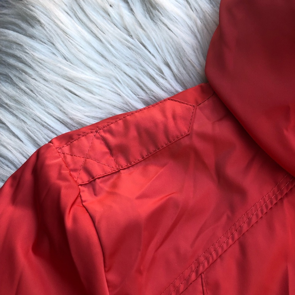 Ellen Tracy Hooded Belted Coral Pink Red Utility Jacket Windbreaker size PM - Picture 7 of 14